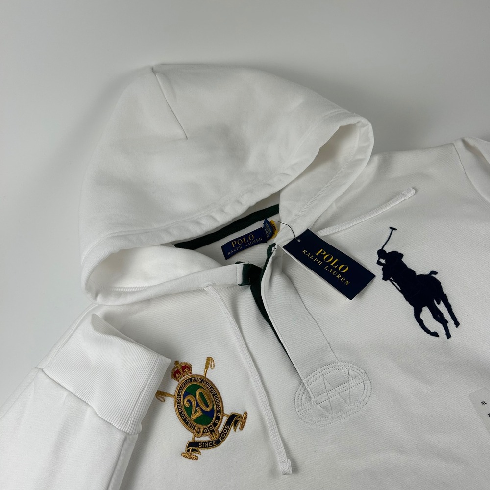 Polo Ralph Lauren Mens XL Big Pony 20th Anniversary Crest White NEW Sweatshirt